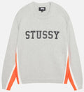 STUSSY CONTRAST STRIPE CREW HEATHER