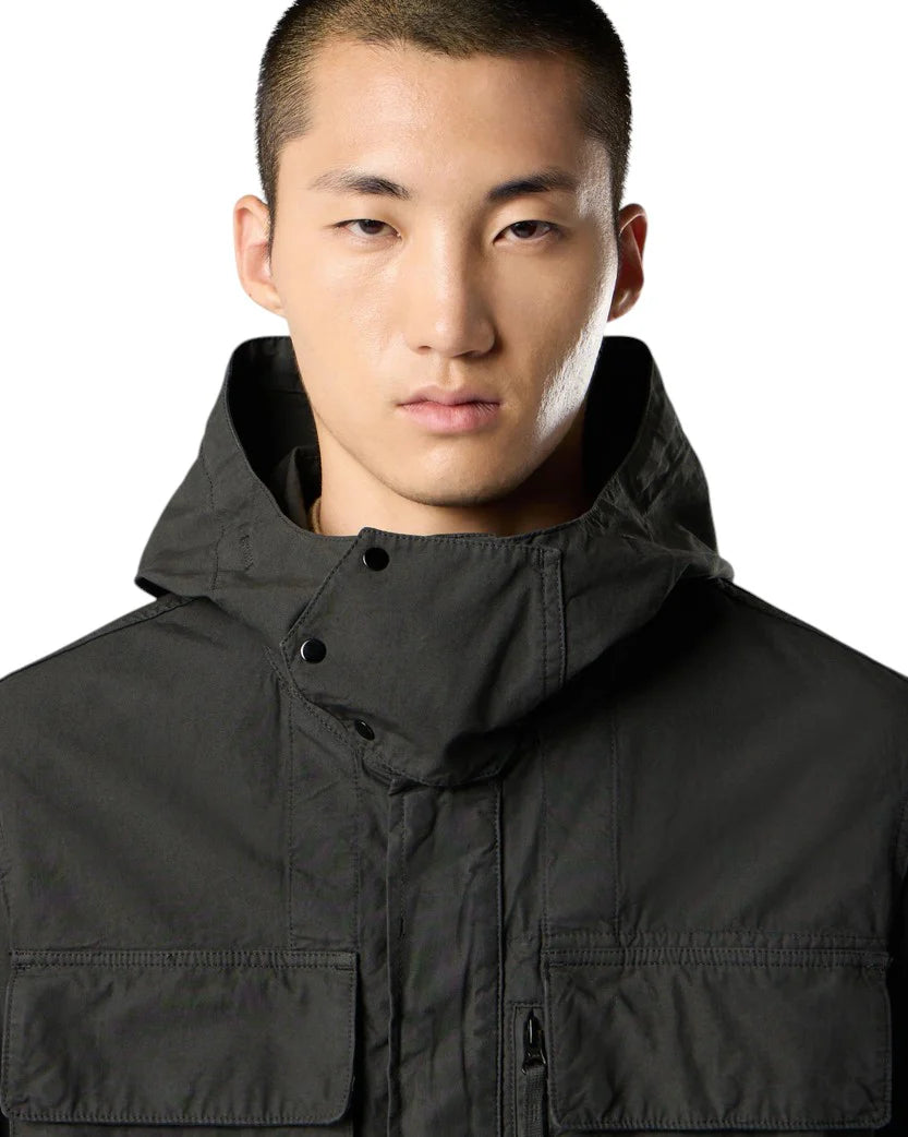 STONE ISLAND CANVAS WEAVE COTTON JACKET BLACK