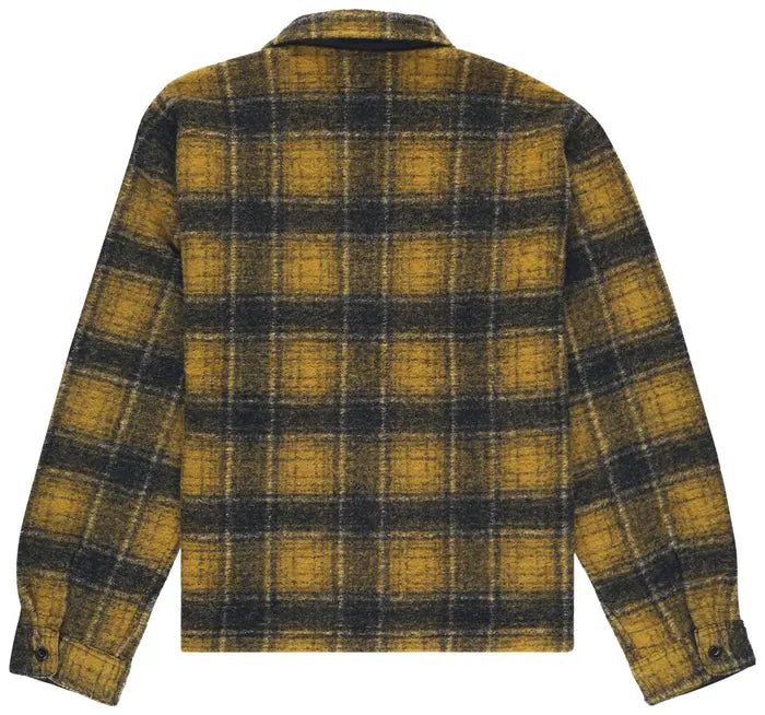 STUSSY WOOL PLAID ZIP SHIRT YELLOW