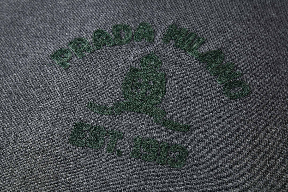 PRADA CASHMERE CREWNECK SWEATER WITH GRAPHIC PRINT