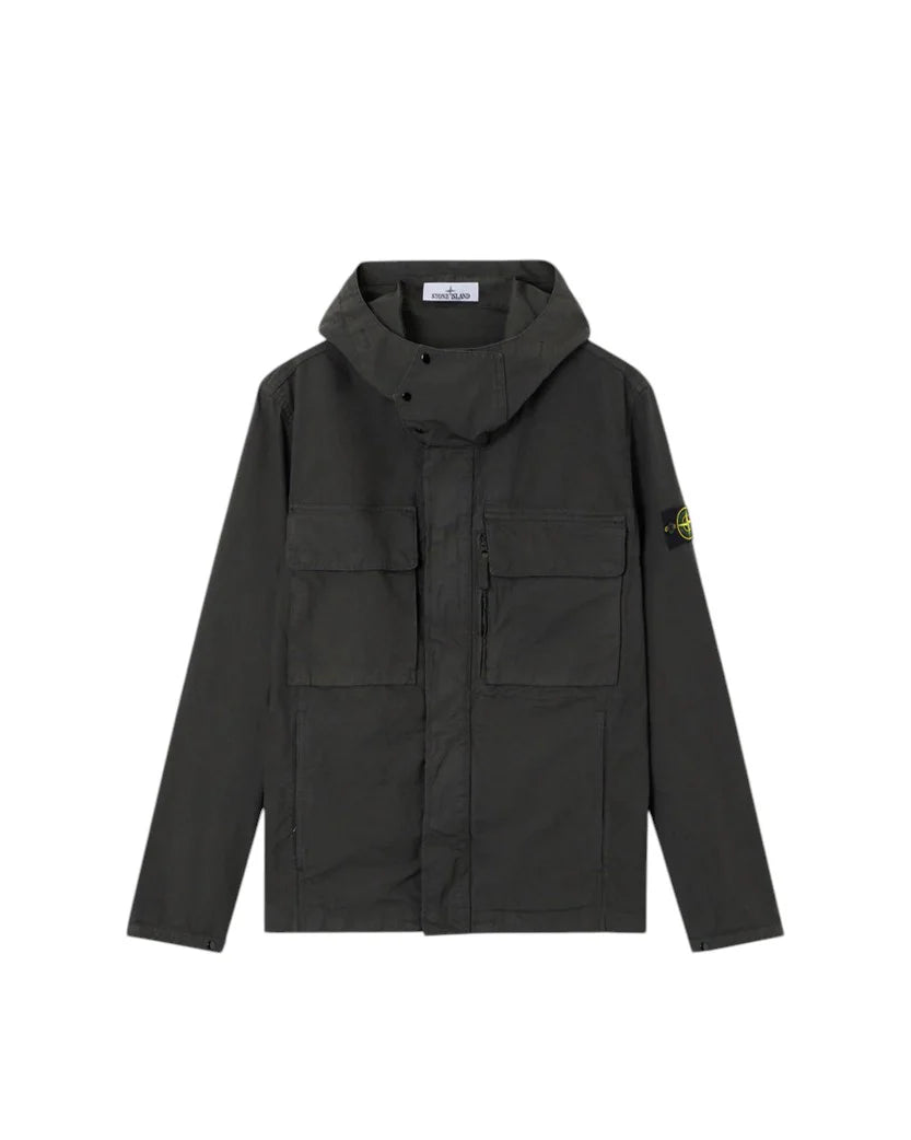 STONE ISLAND CANVAS WEAVE COTTON JACKET BLACK