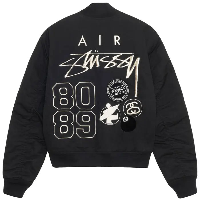 STUSSY X NIKE REVERSIBLE VARSITY JACKET MEDIUM BLACK/SAIL