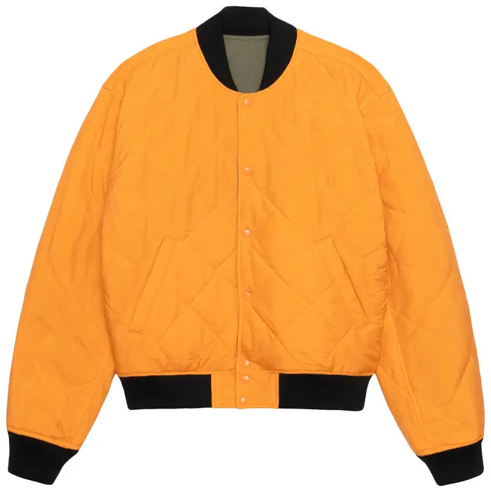 STUSSY X NIKE REVERSIBLE VARSITY JACKET MEDIUM OLIVE/BRIGHT MANDARIN
