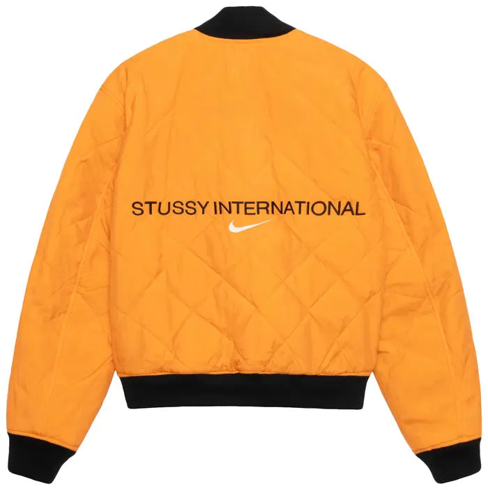 STUSSY X NIKE REVERSIBLE VARSITY JACKET MEDIUM OLIVE/BRIGHT MANDARIN