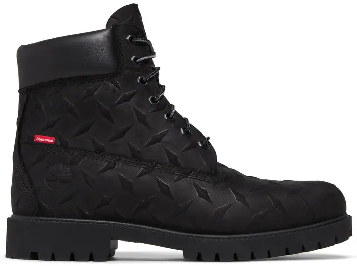 SUPREME X TIMBERLAND 6 INCH PREMIUM WATERPROOF BOOT 'EMBOSSED DIAMOND PLATE - BLACK'