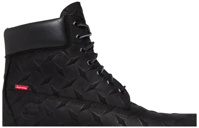SUPREME X TIMBERLAND 6 INCH PREMIUM WATERPROOF BOOT 'EMBOSSED DIAMOND PLATE - BLACK'