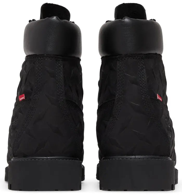 SUPREME X TIMBERLAND 6 INCH PREMIUM WATERPROOF BOOT 'EMBOSSED DIAMOND PLATE - BLACK'