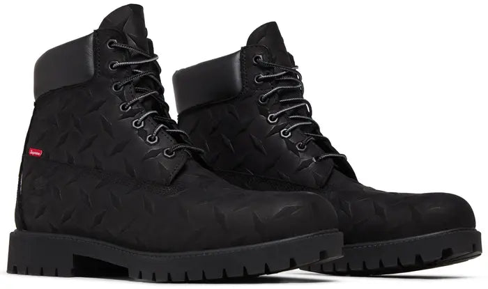 SUPREME X TIMBERLAND 6 INCH PREMIUM WATERPROOF BOOT 'EMBOSSED DIAMOND PLATE - BLACK'
