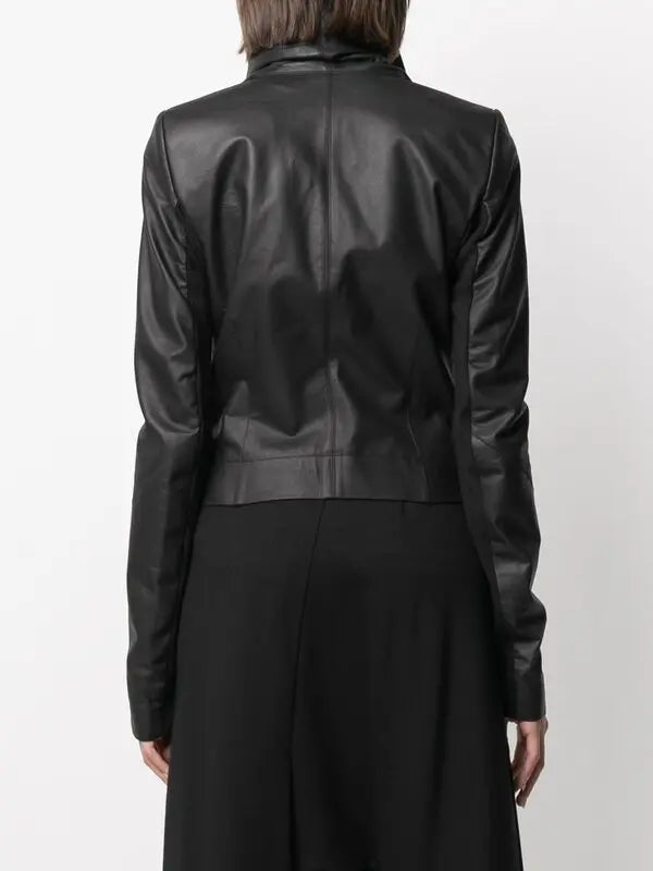 RICK OWENS ZIP-UP CROPPED LEATHER JACKET