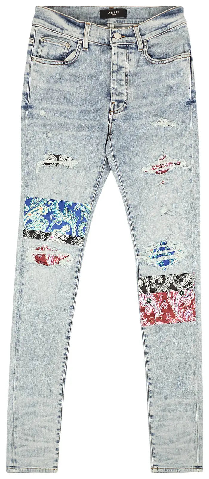 AMIRI PAJAMA ART PATCH SKINNY JEANS “BLUE”