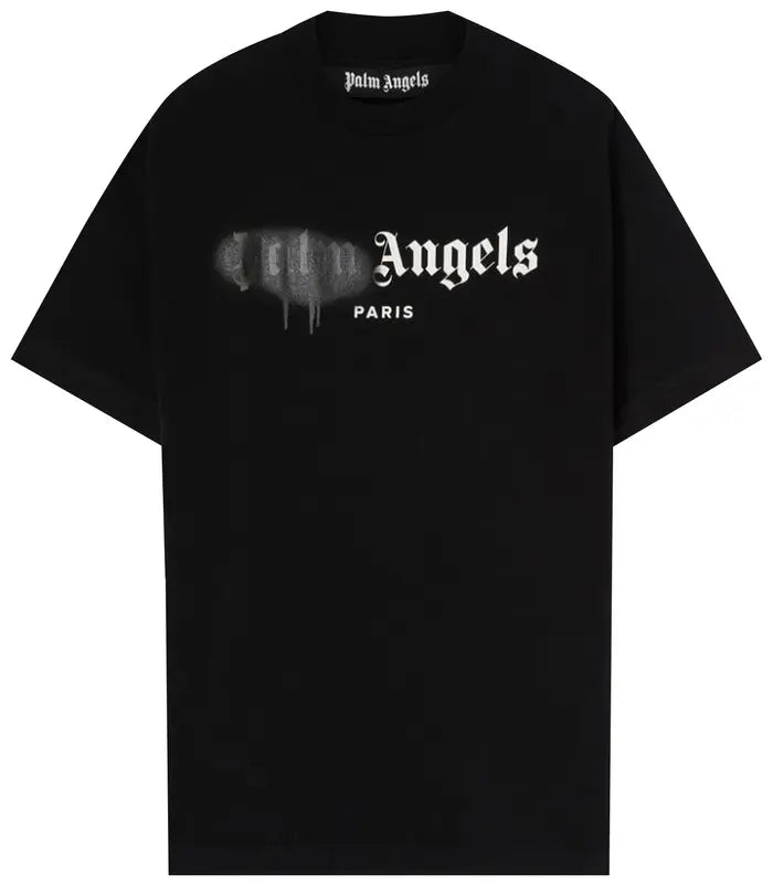 PALM ANGELS PARIS SPRAYED LOGO T-SHIRT 'BLACK/BLACK'