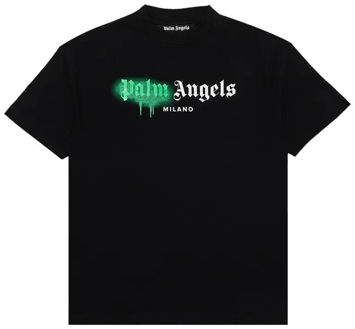 PALM ANGELS MILANO SPRAYED T-SHIRT 'BLACK/GREEN'