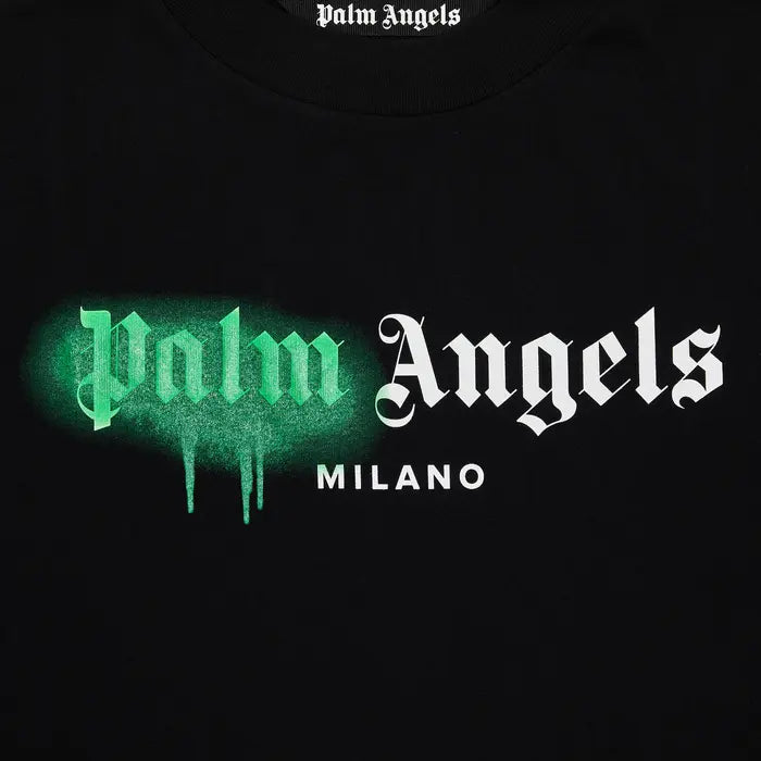 PALM ANGELS MILANO SPRAYED T-SHIRT 'BLACK/GREEN'