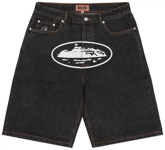 CORTEIZ ALCATRAZ BAGGY JEAN SHORTS “WASHED BLACK”