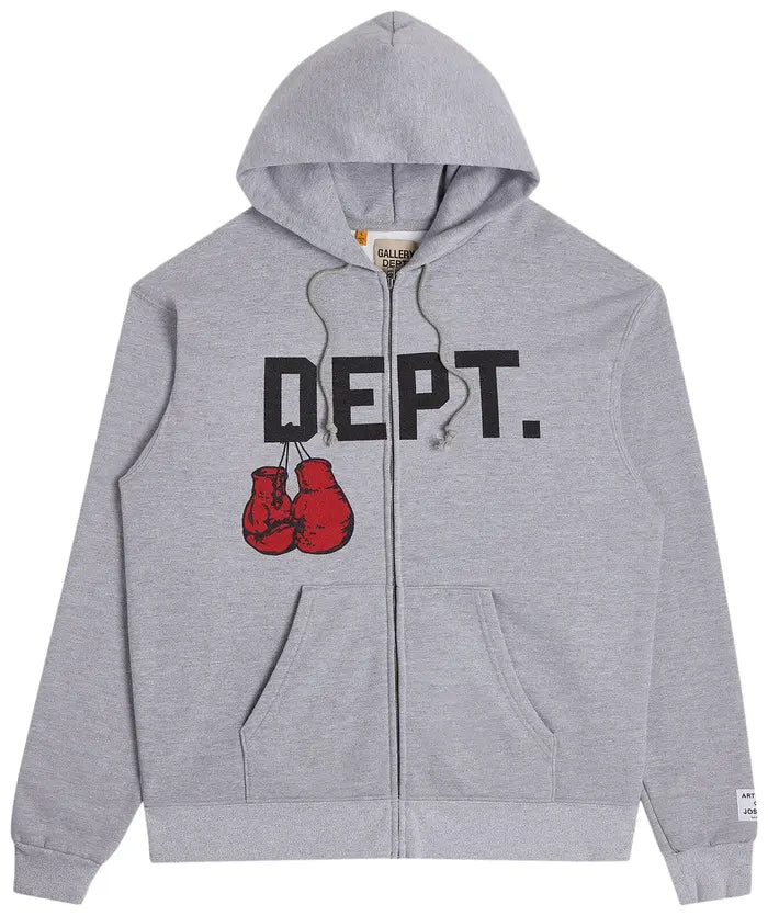 GALLERY DEPT. BOXING MERCH ZIP HOODIE 'HEATHER GREY'