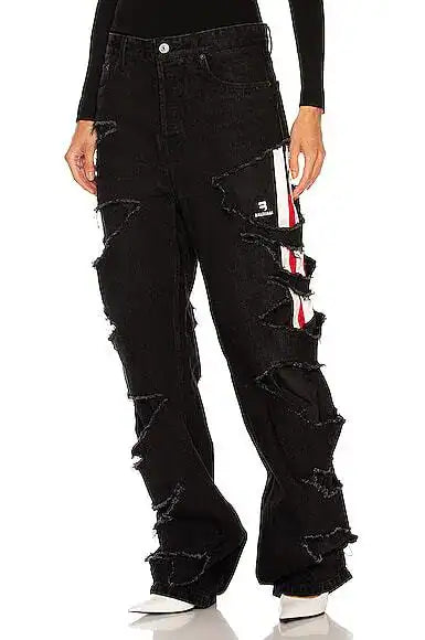 BALENCIAGA SLASHED LOOSE FIT PANT IN BLACK
