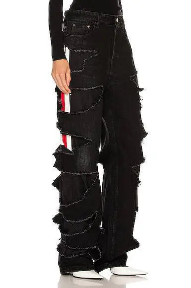 BALENCIAGA SLASHED LOOSE FIT PANT IN BLACK