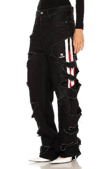 BALENCIAGA SLASHED LOOSE FIT PANT IN BLACK