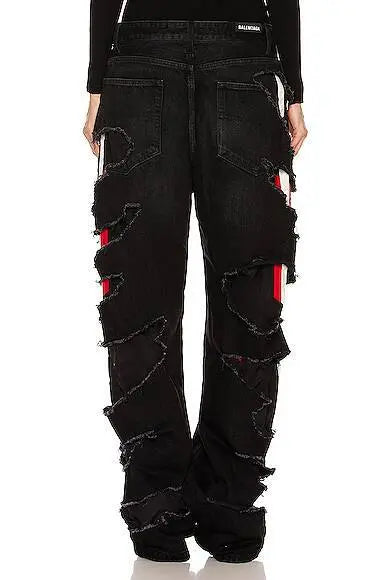 BALENCIAGA SLASHED LOOSE FIT PANT IN BLACK