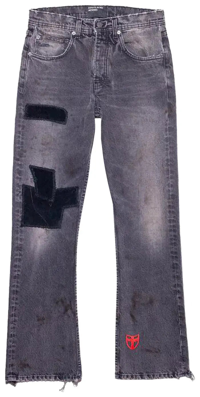 ENFANTS RICHES DÉPRIMÉS PATCHWORK FLARE JEANS 'BLACK'