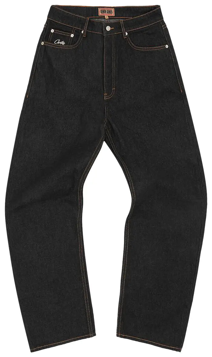 CORTEIZ DUAL STRIPE BAGGY JEANS “BLACK WASH”