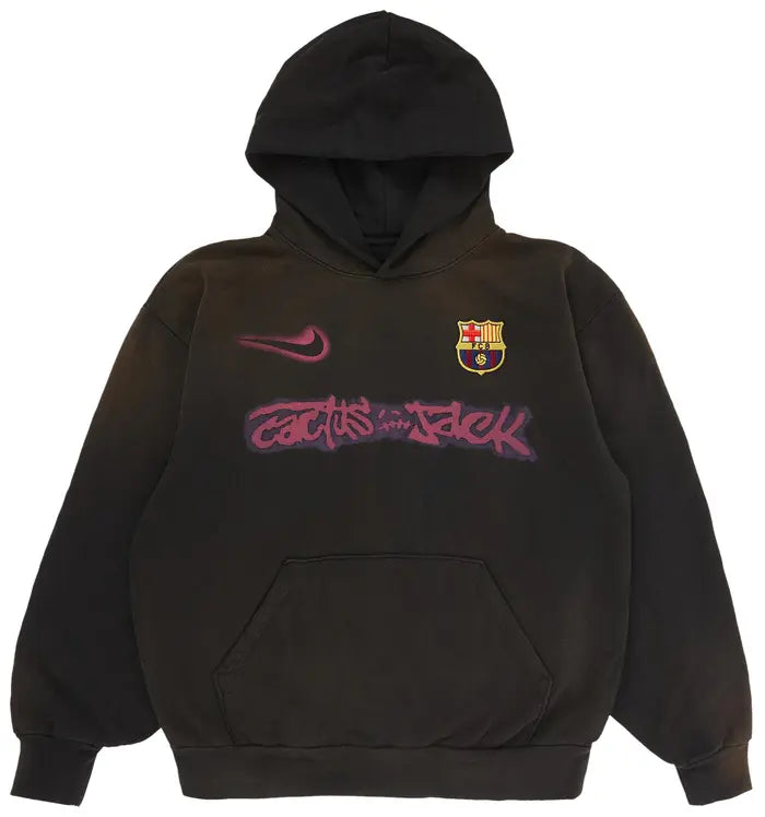 NIKE FC BARCELONA X CACTUS JACK SPRAY LOGO HOODIE 'BLUE'
