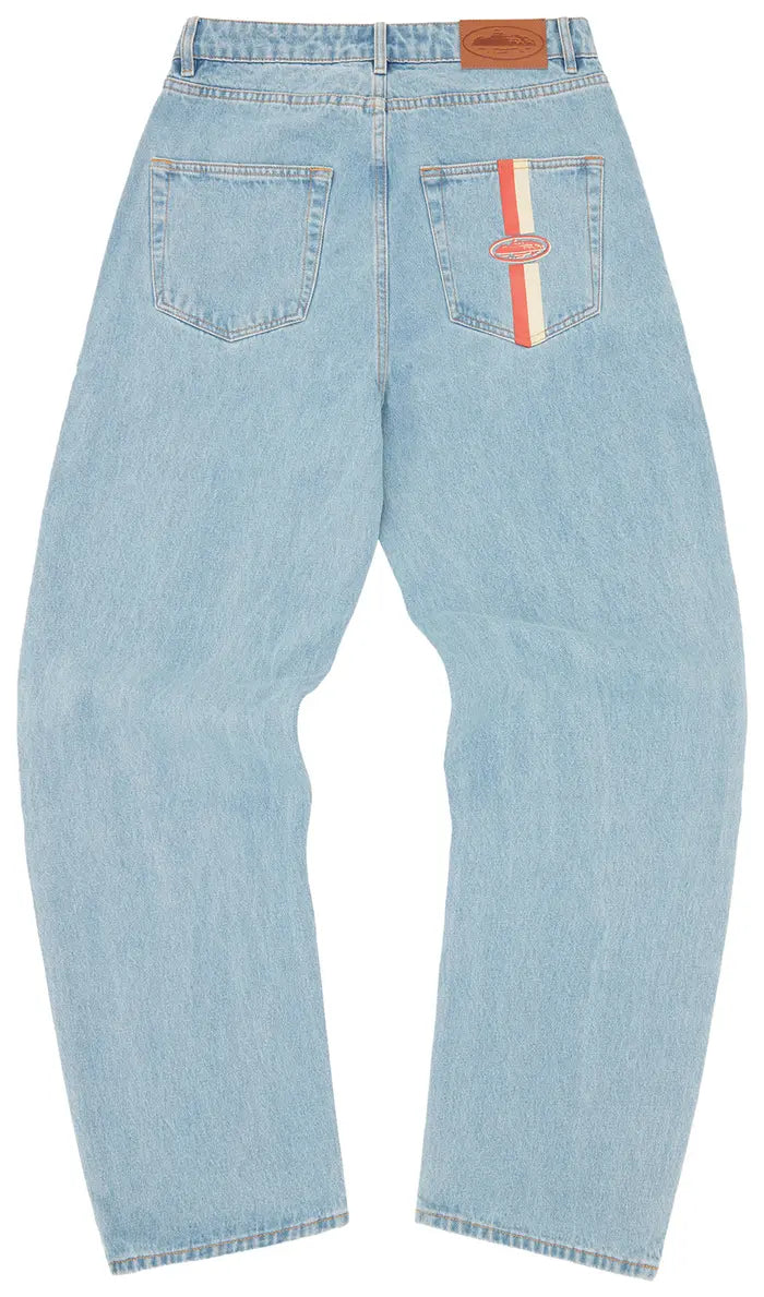 CORTEIZ DUAL STRIPE BAGGY JEANS “STONEWASH”