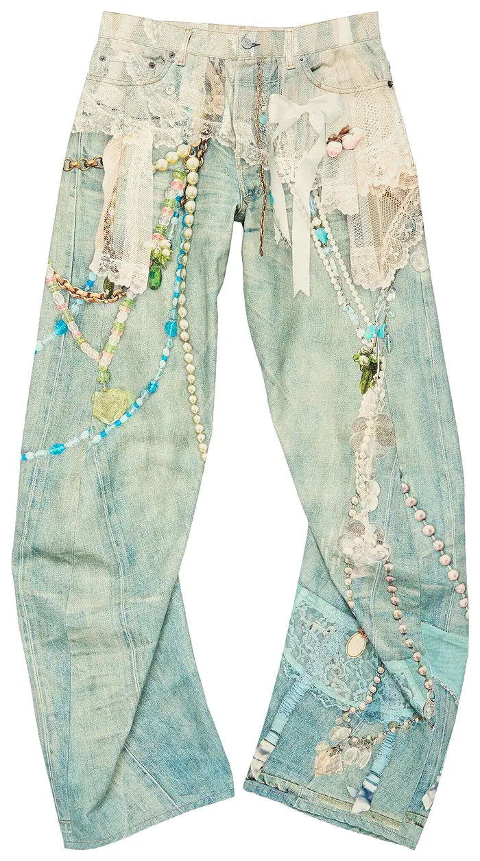 ACNE STUDIOS 2006 RELAXED FIT JEANS “WHITE/GREEN”