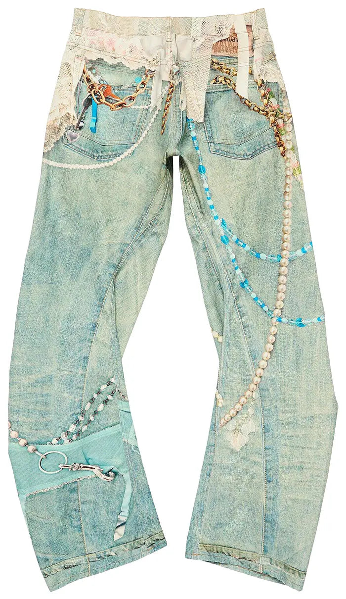 ACNE STUDIOS 2006 RELAXED FIT JEANS “WHITE/GREEN”