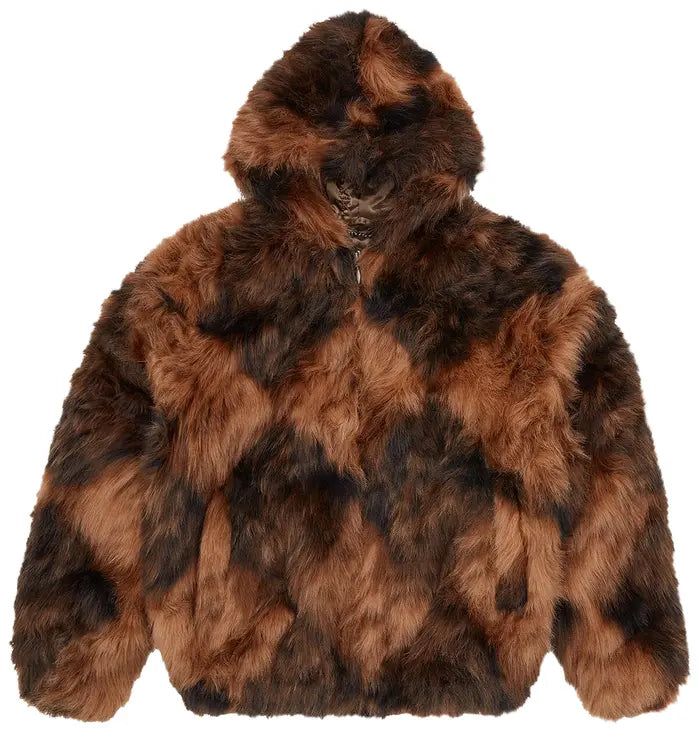 CORTEIZ DIAMOND HOODED FUR JACKET “BROWN”