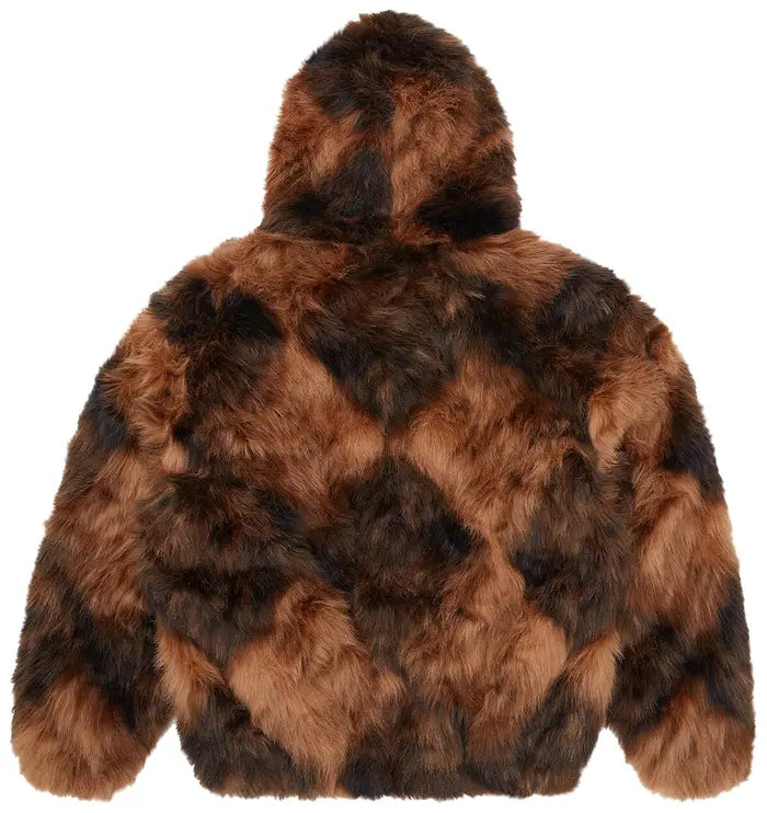 CORTEIZ DIAMOND HOODED FUR JACKET “BROWN”