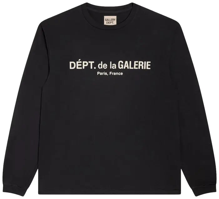 GALLERY DEPT. FRENCH LOGO LUX LONG-SLEEVE TEE 'WASHED BLACK'