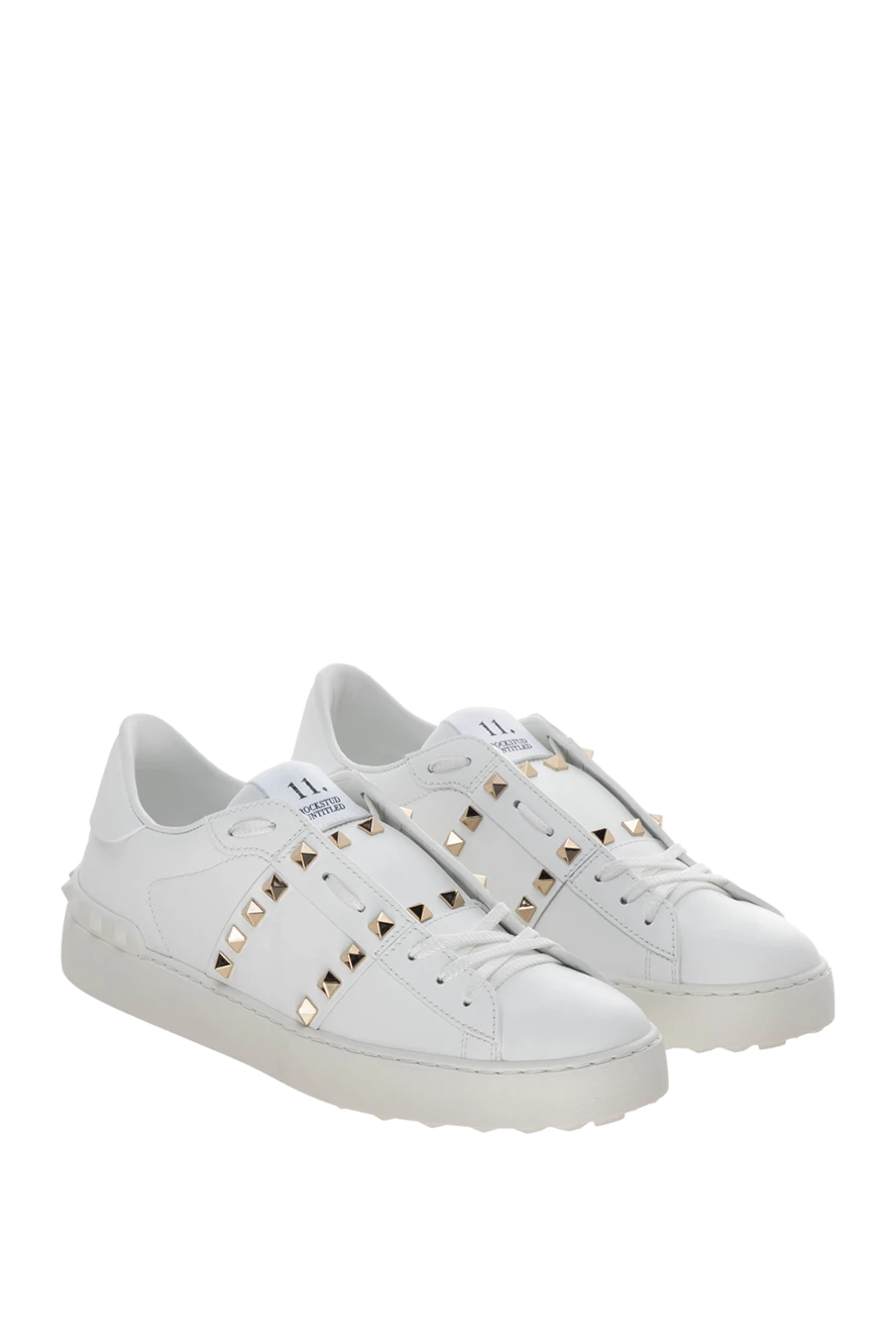 VALENTINO GARAVANI ROCKSTUD UNTITLED SNEAKER IN WHITE/GOLD