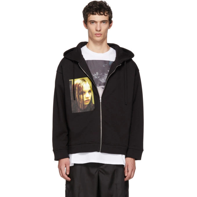 RAF SIMONS BLACK CHRISTIANE F. WET HAIR ZIP HOODIE – luvsosastore