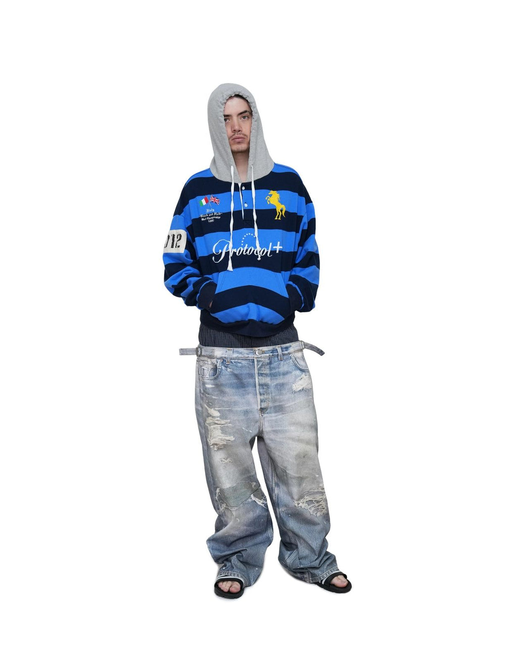 PROTOCOL INDEX STRIPE POLO HOODIE