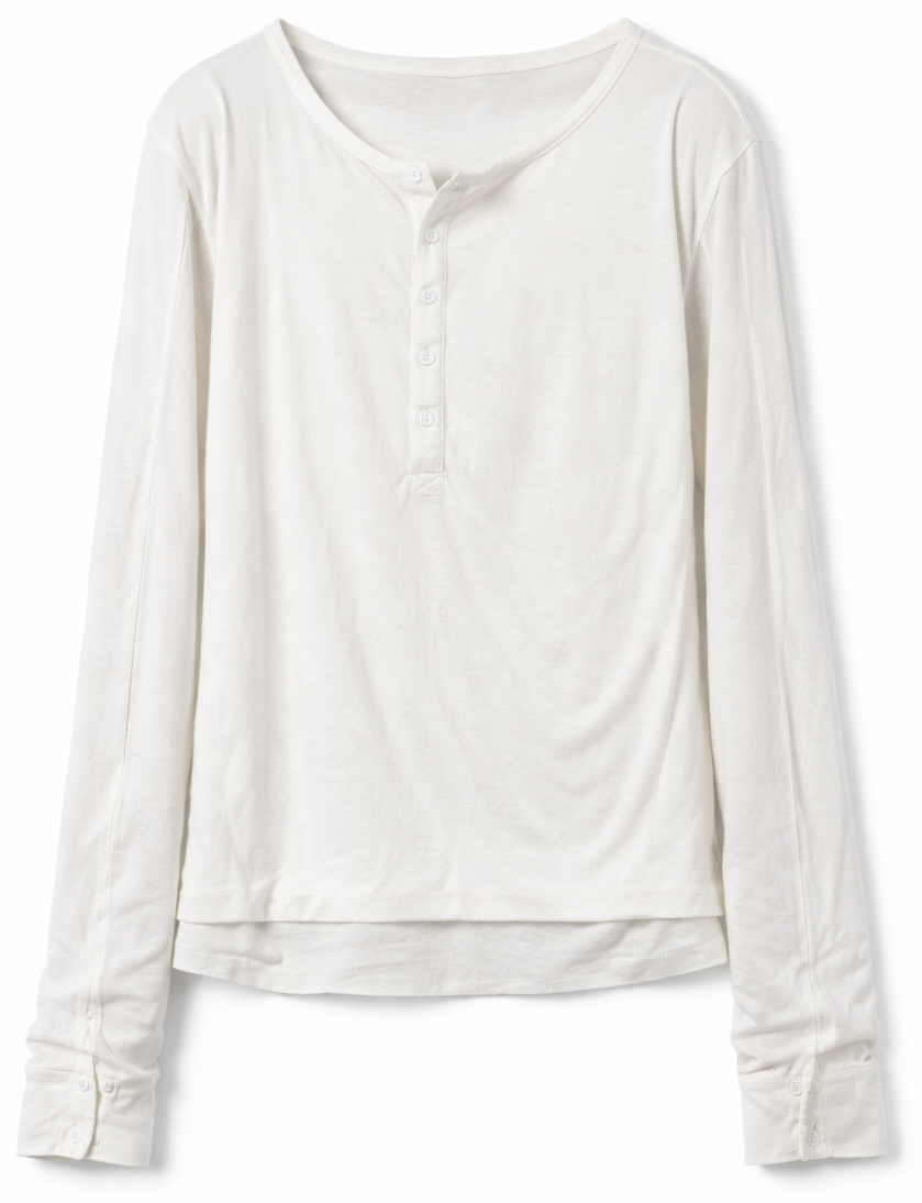 NO/FAITH STUDIOS DOUBLE-LAYERED BUTTON ORGANIC COTTON SHIRT WHITE