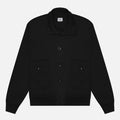C.P. COMPANY COTTON DIAGONAL FLEECE FULL BUTTON SWEATSHIRT BLACK
