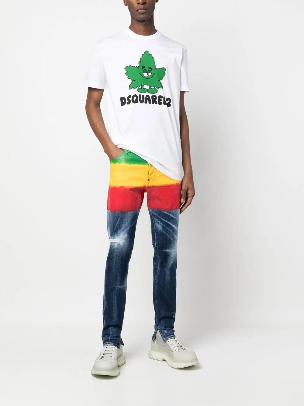 DSQUARED2 LOGO GREEN LEAF T-SHIRT