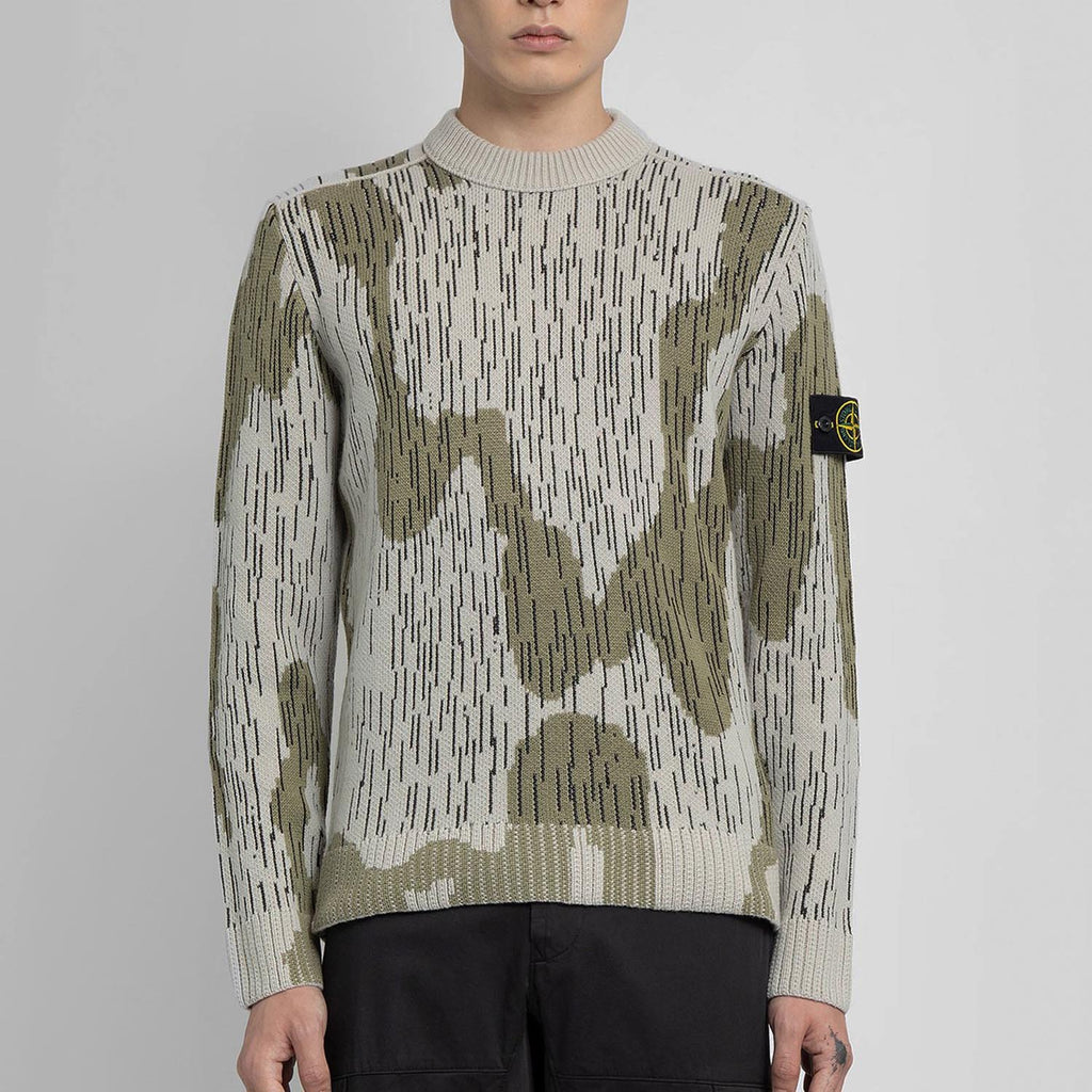 STONE ISLAND MIXED YARN SWEATER RAIN CAMO
