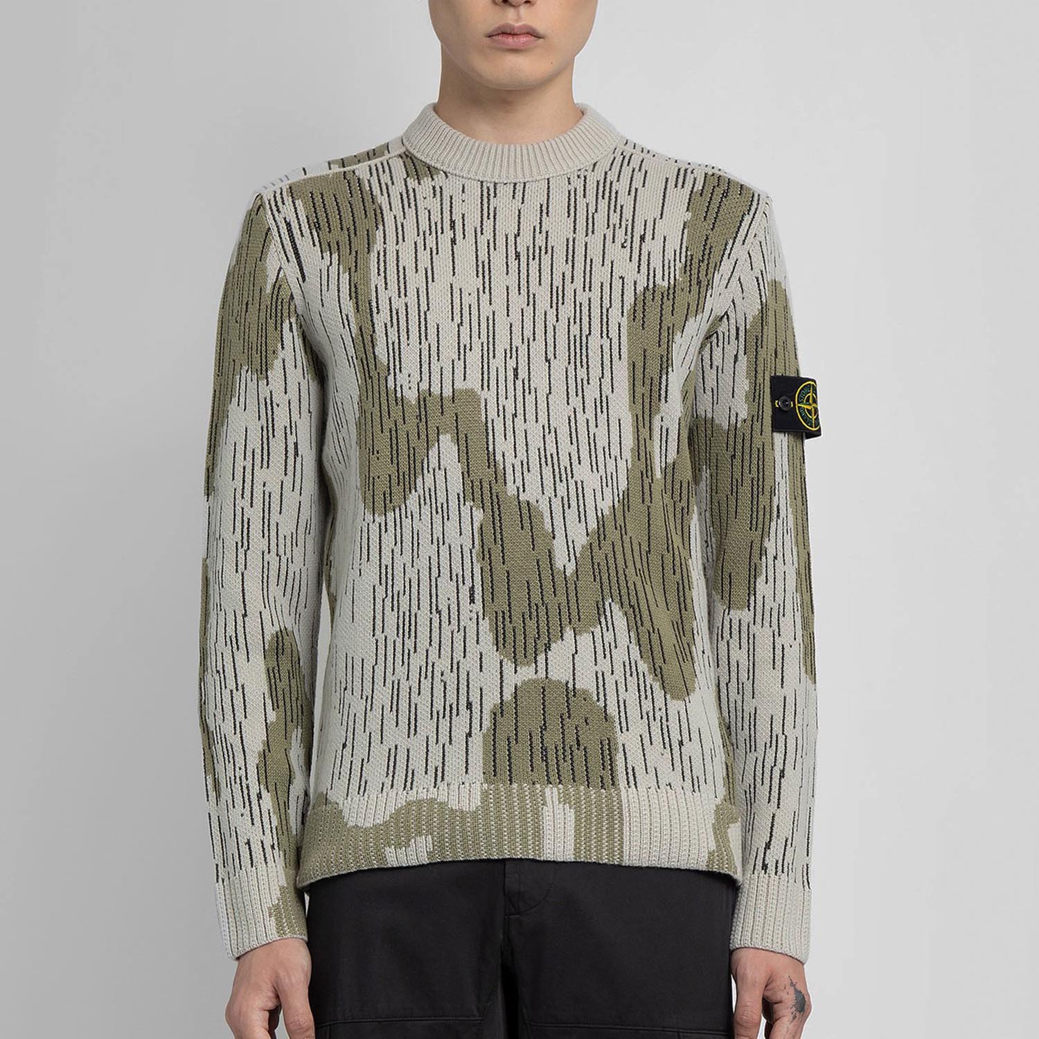 STONE ISLAND MIXED YARN SWEATER RAIN CAMO