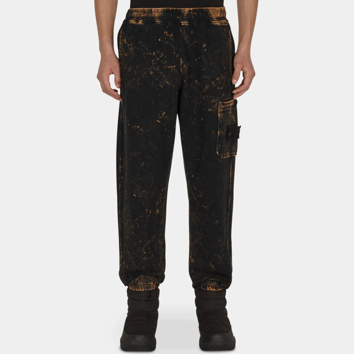 STONE ISLAND OFF-DYE OVD SWEATPANTS IN BLACK
