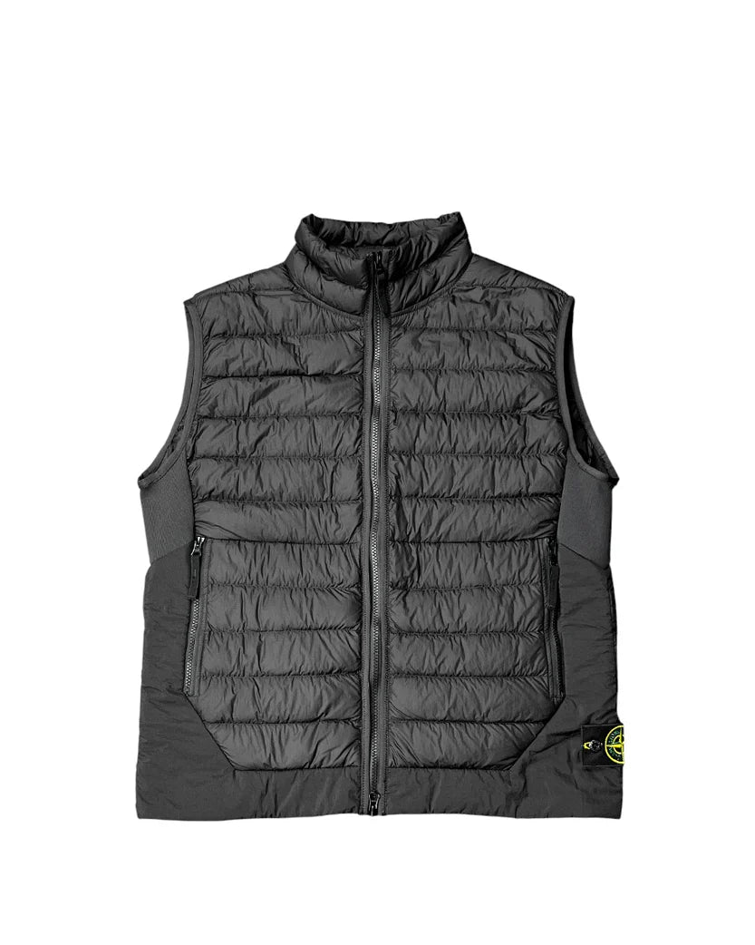 STONE ISLAND GARMENT DYED MICRO YARN DOWN GILET BLACK