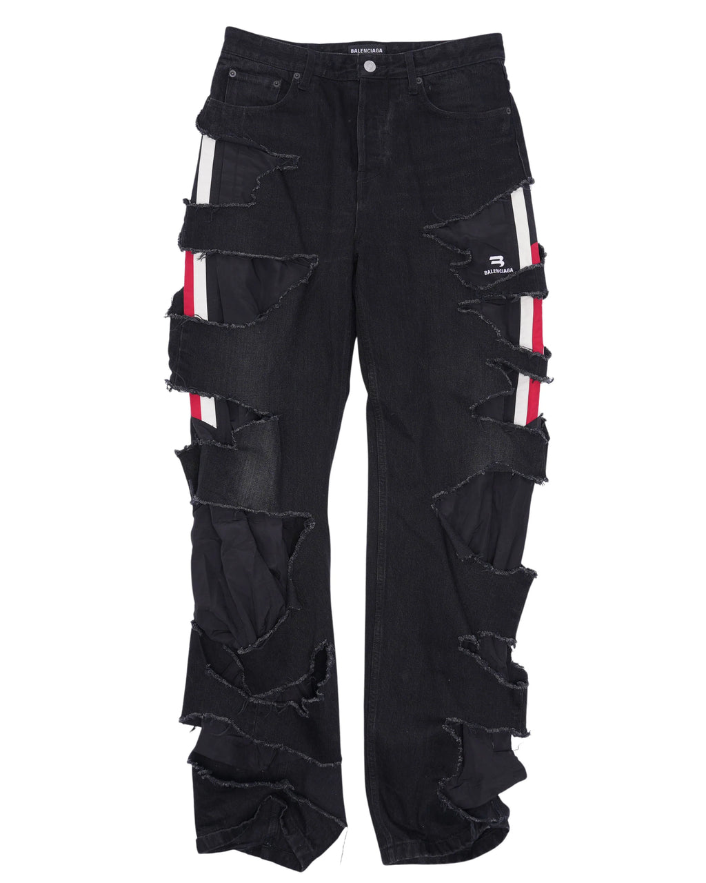 BALENCIAGA SLASHED LOOSE FIT PANT IN BLACK