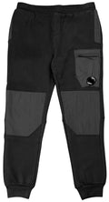 C.P. COMPANY DIAGONAL FLEECE MIXED UTILITY PANTS BLACK