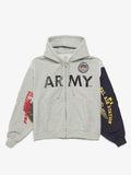 PROTOCOL INDEX RECONSTRUCTED SWEATSHIRTS ZIP HOODIE IN MELANGE GREY
