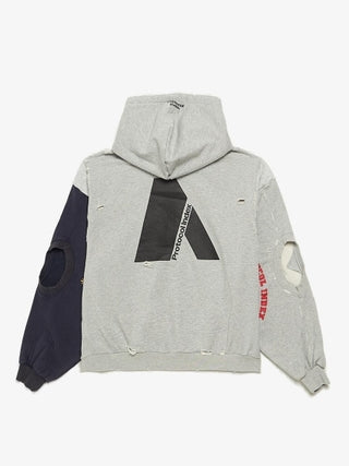 PROTOCOL INDEX RECONSTRUCTED SWEATSHIRTS ZIP HOODIE IN MELANGE GREY