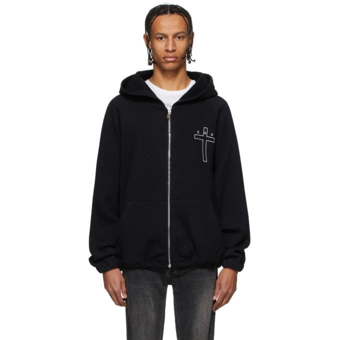 ENFANTS RICHES DEPRIMES CRUCIFIX PRINT HOODIE IN BLACK