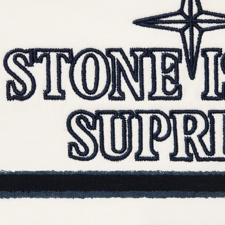 SUPREME® / STONE ISLAND® WARP STRIPE HOODED SWEATSHIRT IN WHITE
