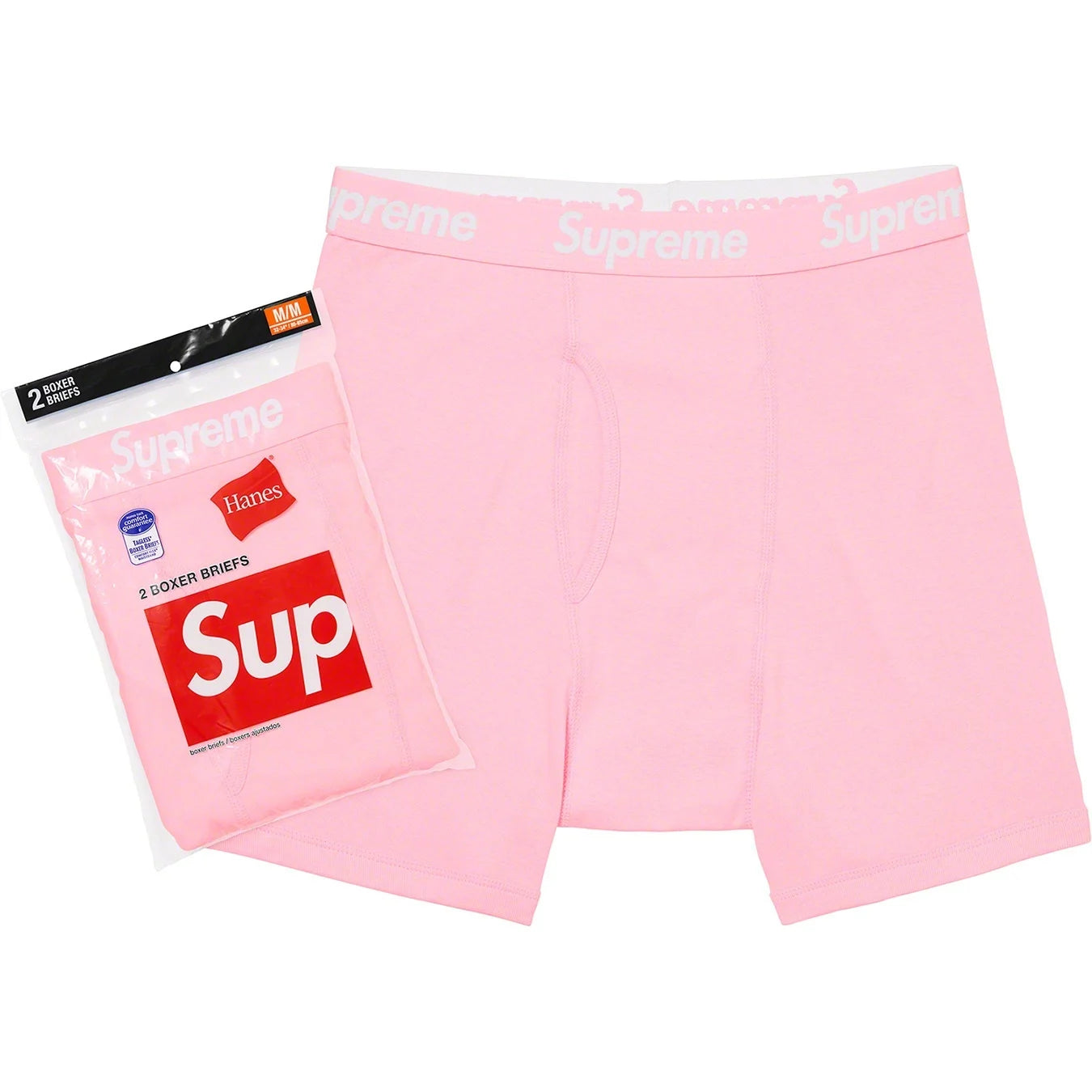 SUPREME®/HANES® PINK BOXER BRIEFS (2 PACK)