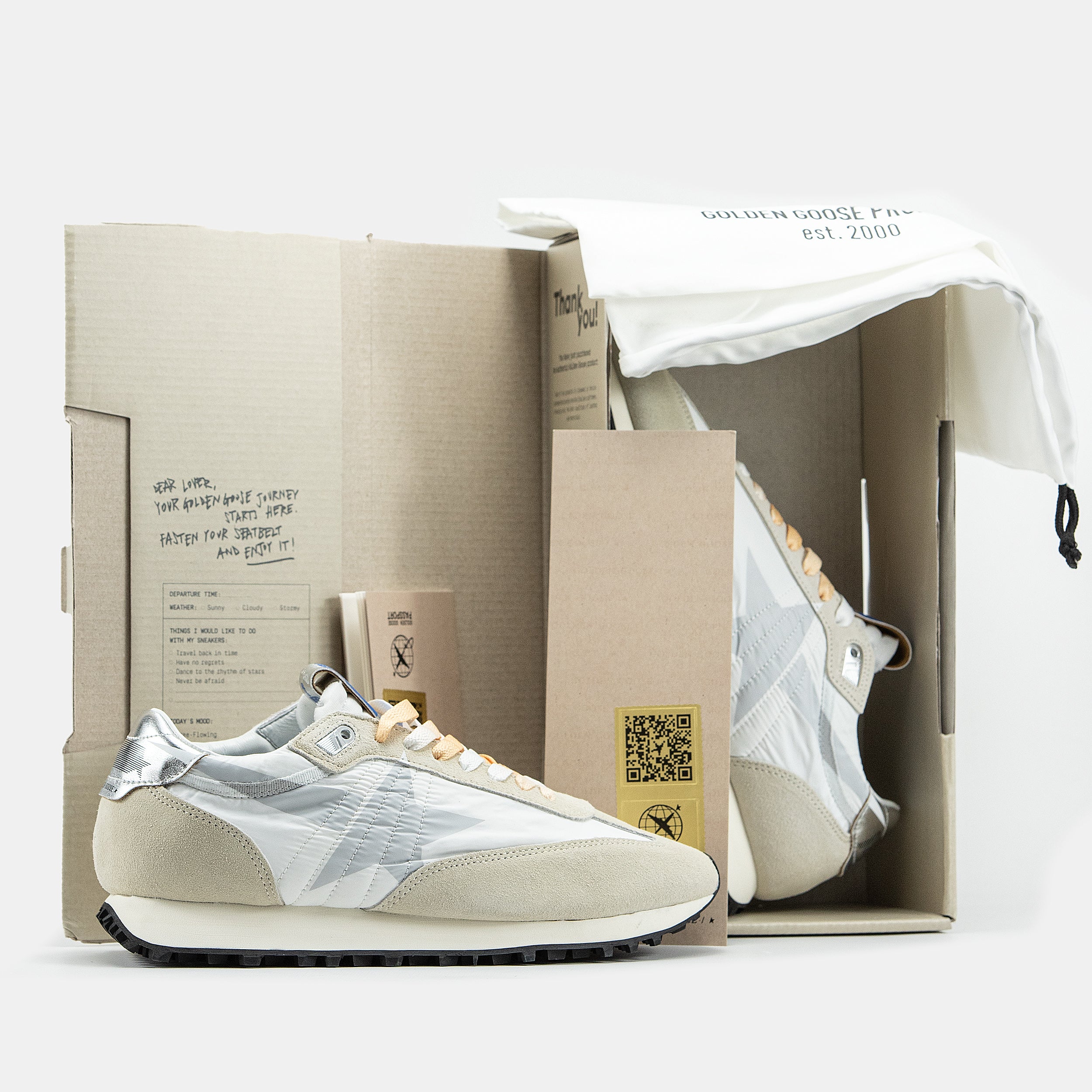 GOLDEN GOOSE MARATHON IN BEIGE/WHITE